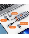 Adapter USAMS 4w1 2xUSB-C / USB-C na USB-A/ USB-C na Lightning 60W stalowy/steel SJ560USB01