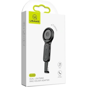 USAMS Adapter AU06 2in1 Lightning - 2 x Lightning + ring holder black SJ274LN01 (US-SJ274)