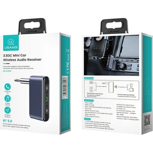 Kup USAMS Audio Bluetooth 5.0 Adapter - Klinke 3.5mm grau/grey SJ519JSQ01 - USA010GRY - {ean13} - Sklep Home Screen
