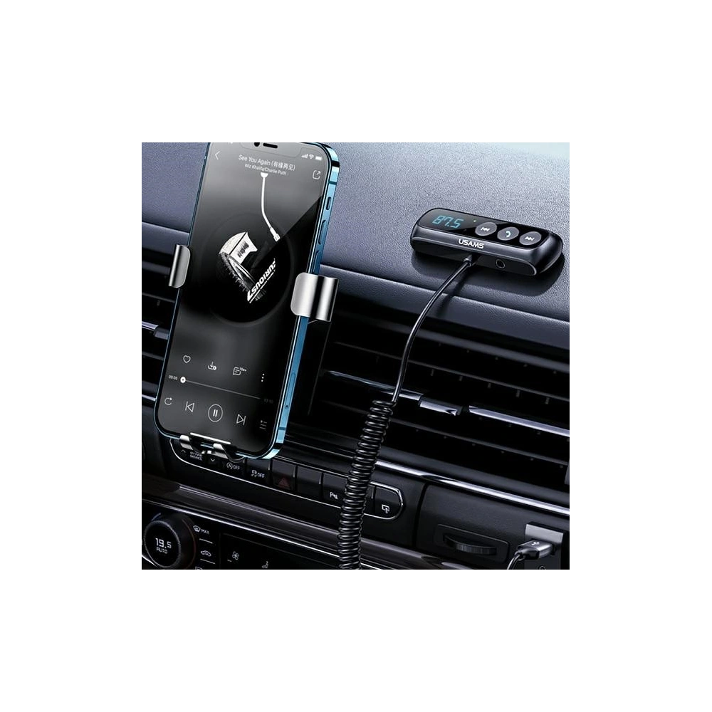 Adapter USAMS audio Bluetooth 5.0 zestaw głośnomówiący + transmiter FM czarny/black SJ503JSQ01