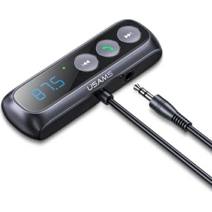 Adapter USAMS audio Bluetooth 5.0 zestaw głośnomówiący + transmiter FM czarny/black SJ503JSQ01