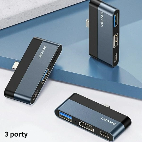 Kup Hub USAMS USB 2.0/USB 3.0/USB-C grau/grey SJ490HUB01 - USA020GRY - {ean13} - Sklep Home Screen