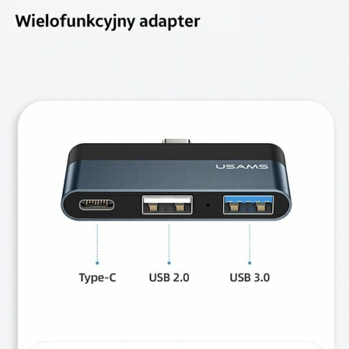 Kup Hub USAMS USB 2.0/USB 3.0/USB-C grau/grey SJ490HUB01 - USA020GRY - {ean13} - Sklep Home Screen