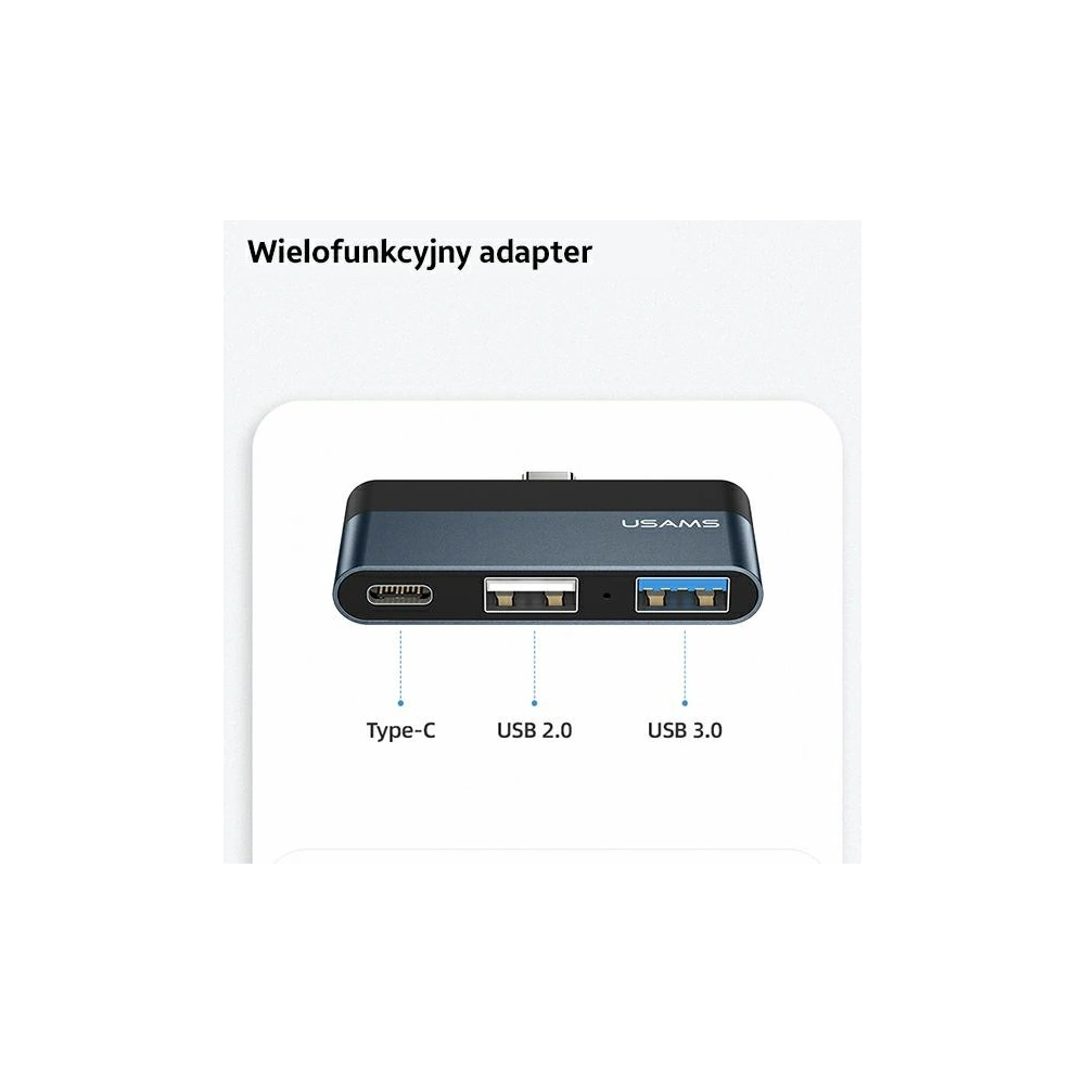 Hub USAMS USB 2.0/USB 3.0/USB-C szary/grey SJ490HUB01