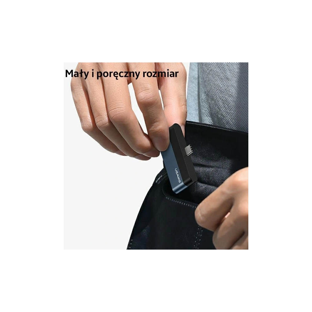 Hub USAMS USB 2.0/USB 3.0/USB-C szary/grey SJ490HUB01