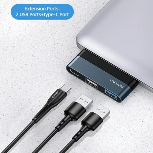 Kup Hub USAMS USB 2.0/USB 3.0/USB-C grau/grey SJ490HUB01 - USA020GRY - {ean13} - Sklep Home Screen
