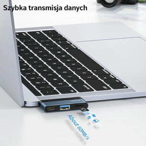 Kup Hub USAMS USB 3.0/USB-C/Micro SD szürke/grau SJ491HUB01 - USA022GRY - {ean13} - Sklep Home Screen