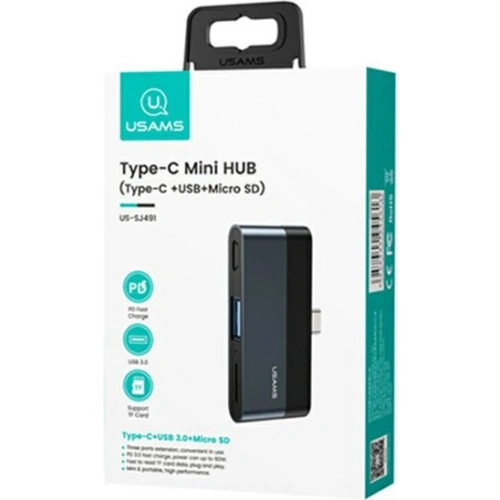 Kup Hub USAMS USB 3.0/USB-C/Micro SD szürke/grau SJ491HUB01 - USA022GRY - {ean13} - Sklep Home Screen