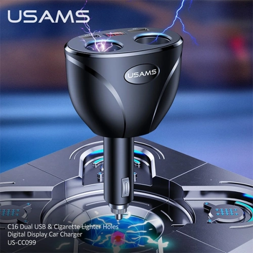 Buy USAMS Car Adapter C16 2xUSB 96W Fast Charge black CC99TC01 (US-CC099) - USA031BLK - {ean13} - Home Screen Store Europe