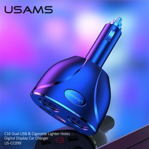 Kup Adapter USAMS C16 2 gniazda 2xUSB 96W Fast Charge czarny/black CC99TC01 rozdzielacz - USA031BLK - {ean13} - Sklep Home Screen