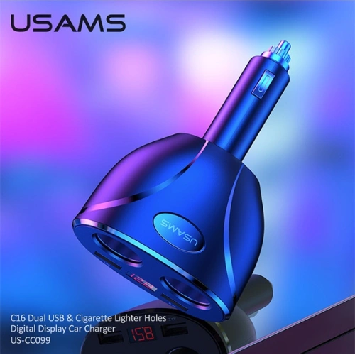 Buy USAMS Car Adapter C16 2xUSB 96W Fast Charge black CC99TC01 (US-CC099) - USA031BLK - {ean13} - Home Screen Store Europe