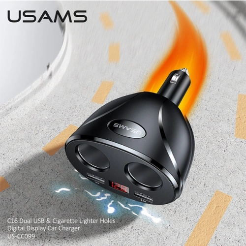 Buy USAMS Car Adapter C16 2xUSB 96W Fast Charge black CC99TC01 (US-CC099) - USA031BLK - {ean13} - Home Screen Store Europe
