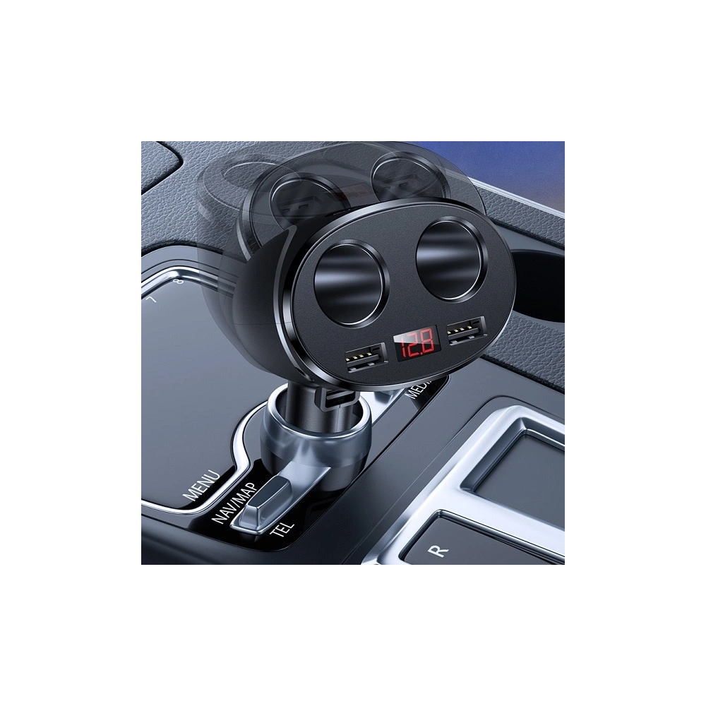 Adapter USAMS C16 2 gniazda 2xUSB 96W Fast Charge czarny/black CC99TC01 rozdzielacz