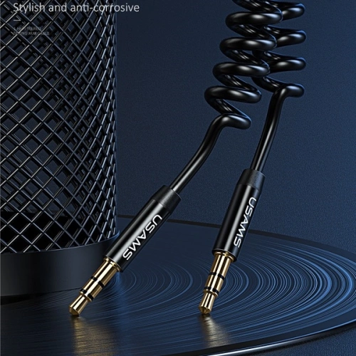 Kup USAMS Spring Audio-Jack-Adapter 3,5mm - 3,5mm 1,2m schwarz/black SJ256YP01 - USA032BLK - {ean13} - Sklep Home Screen