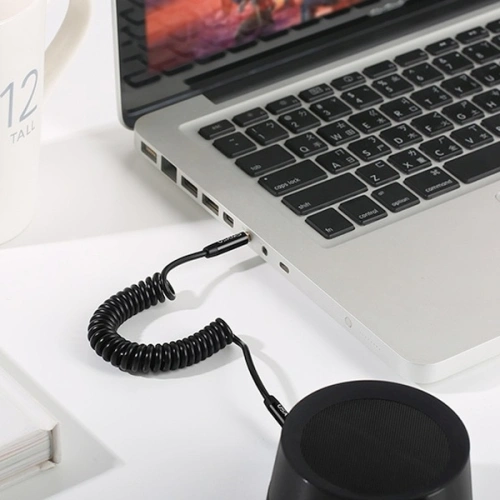 Kup Adaptor USAMS Spring jack audio 3,5mm - 3,5mm 1,2m negru/black SJ256YP01 - USA032BLK - {ean13} - Sklep Home Screen