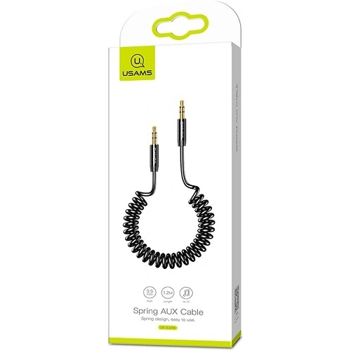 Kup Adaptor USAMS Spring jack audio 3,5mm - 3,5mm 1,2m negru/black SJ256YP01 - USA032BLK - {ean13} - Sklep Home Screen