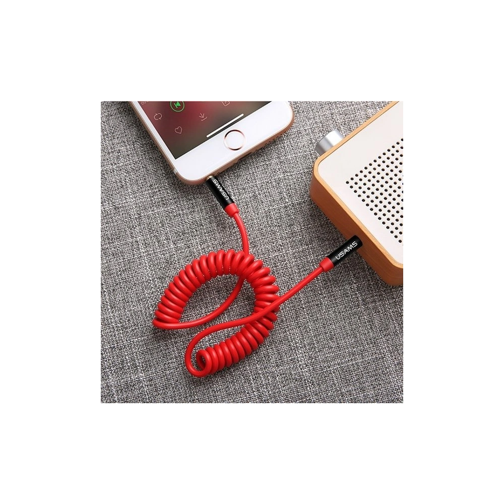 Adapter USAMS Spring audio jack 3,5mm -3,5mm 1,2m czerwony/red SJ256YP02