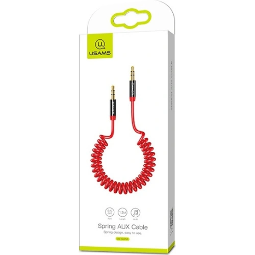 Kup Adaptor USAMS Spring jack audio 3,5mm - 3,5mm 1,2m roșu/red SJ256YP02 - USA033RED - {ean13} - Sklep Home Screen