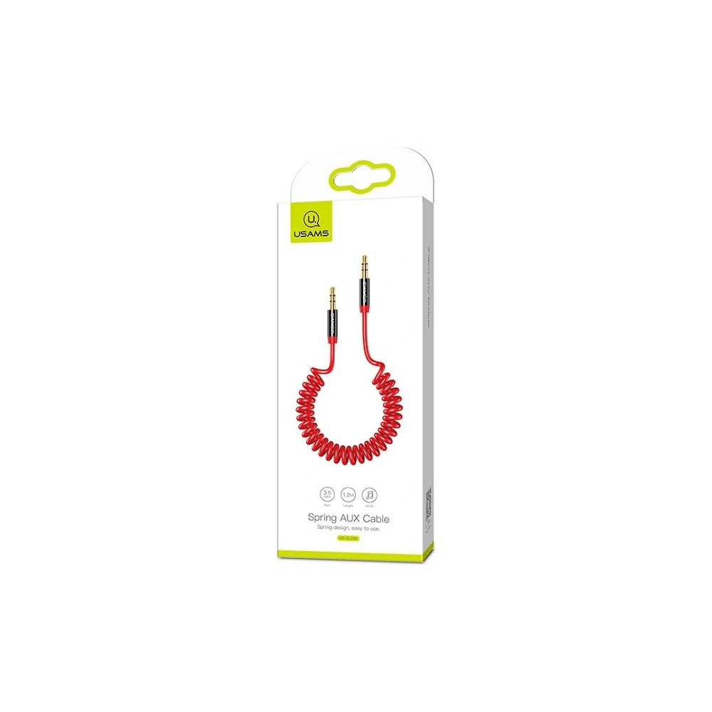 Adapter USAMS Spring audio jack 3,5mm -3,5mm 1,2m czerwony/red SJ256YP02