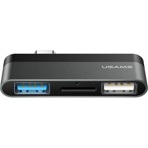 Kup Adapter USAMS USB-C Mini HUB 2xUSB + Micro SD grau SJ463HUB01 - USA034GRY - {ean13} - Sklep Home Screen