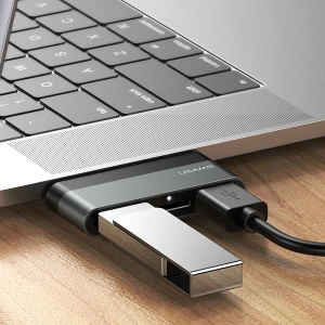 Kup Adapter USAMS USB-C Mini HUB 2xUSB + Micro SD grau SJ463HUB01 - USA034GRY - {ean13} - Sklep Home Screen