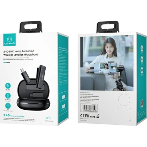 Kup Bezdrátový klopový mikrofon USAMS ENC 2.4G Wireless Lavalier Microphone USB-C ZB243MKF01 - USA044 - {ean13} - Sklep Home Screen