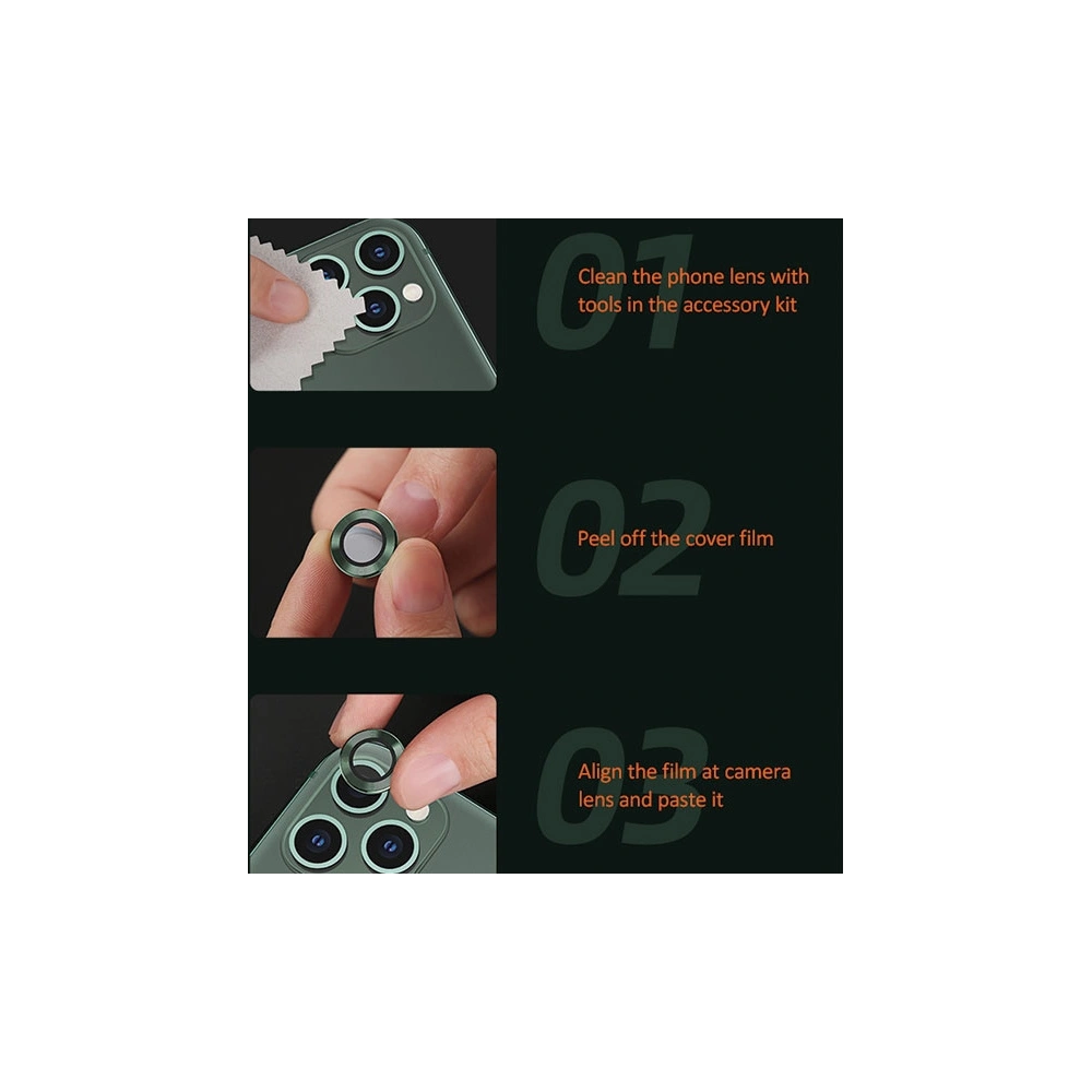 Nakładka USAMS Camera Lens Glass Apple iPhone 11 Pro Max metal ring szary/grey BH573JTT01