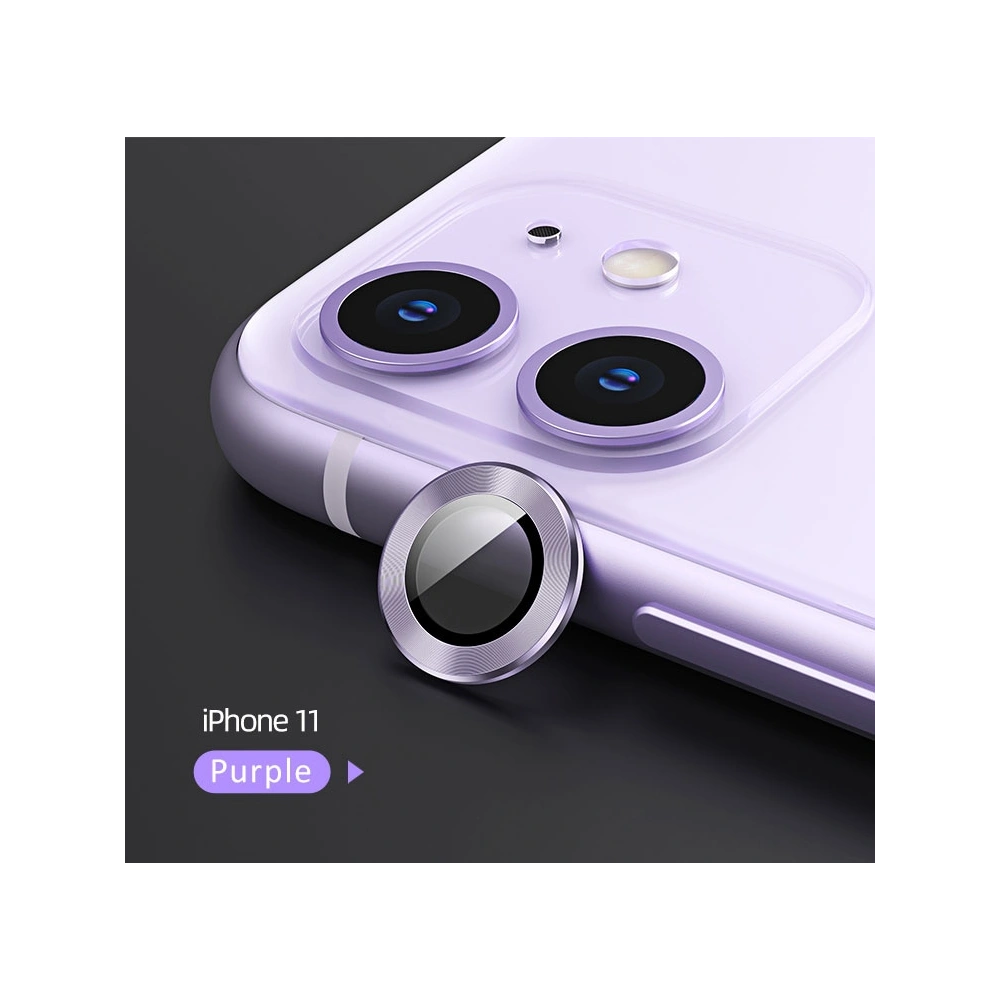 Nakładka USAMS Camera Lens Glass Apple iPhone 11 metal ring purpurowy/purple BH572JTT04