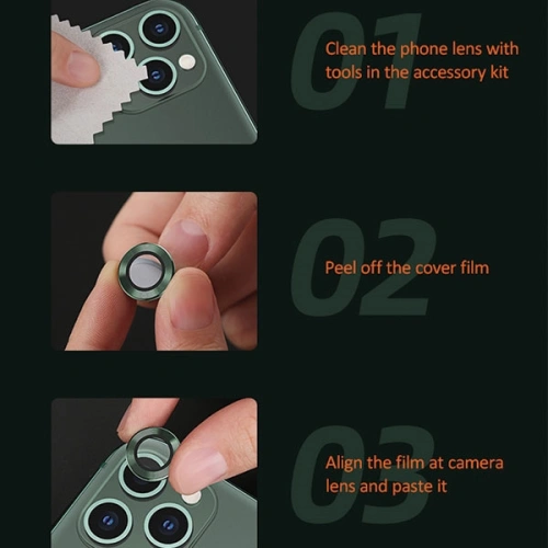 Kup Accesoriu USAMS Camera Lens Glass Apple iPhone 11 cu inel metalic verde BH572JTT05 - USA066GRN - {ean13} - Sklep Home Screen