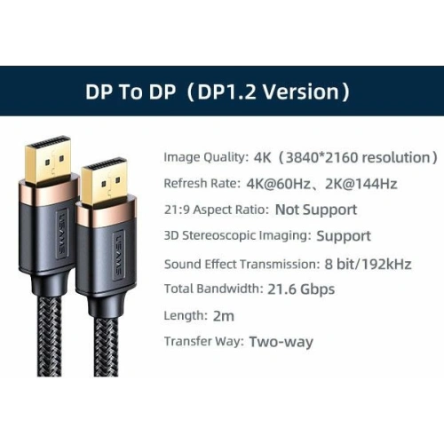 Kup Kabel USAMS U74 DisplayPort - DisplayPort 2.0m czarny/black 4K HD SJ531HD01 - USA205BLK - {ean13} - Sklep Home Screen