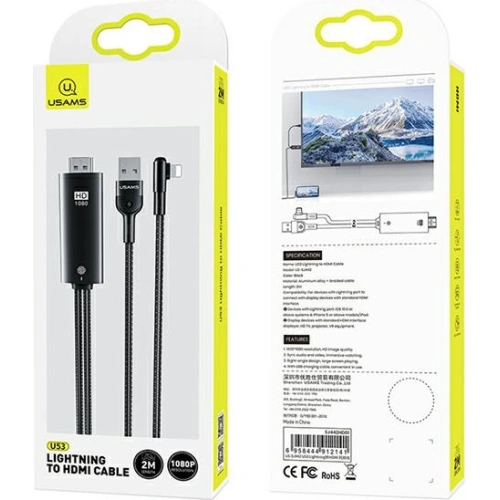 Kup USAMS U53 HDMI - Lightning Kabel 2m schwarz/black SJ442HD01 - USA215BLK - {ean13} - Sklep Home Screen