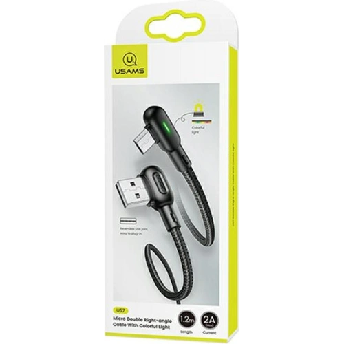 Kup Cablu unghiular USAMS U57 MicroUSB 1,2m 2A negru/black SJ458USB01 - USA222BLK - {ean13} - Sklep Home Screen