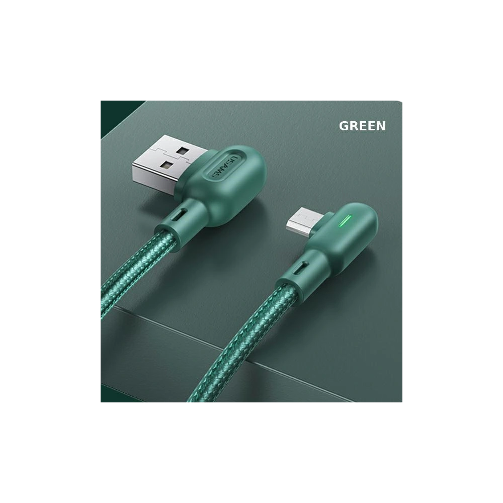 Kabel kątowy USAMS U57 MicroUSB 1,2m 2A zielony/green SJ458USB02