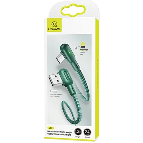 Kup Kabel kątowy USAMS U57 MicroUSB 1,2m 2A zielony/green SJ458USB02 - USA223GRN - {ean13} - Sklep Home Screen