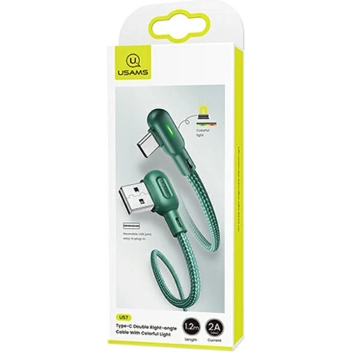 Buy USAMS Angle Cable U57 USB-C 1,2m 2A green SJ457USB02 (US-SJ457) - USA224GRN - {ean13} - Home Screen Store Europe