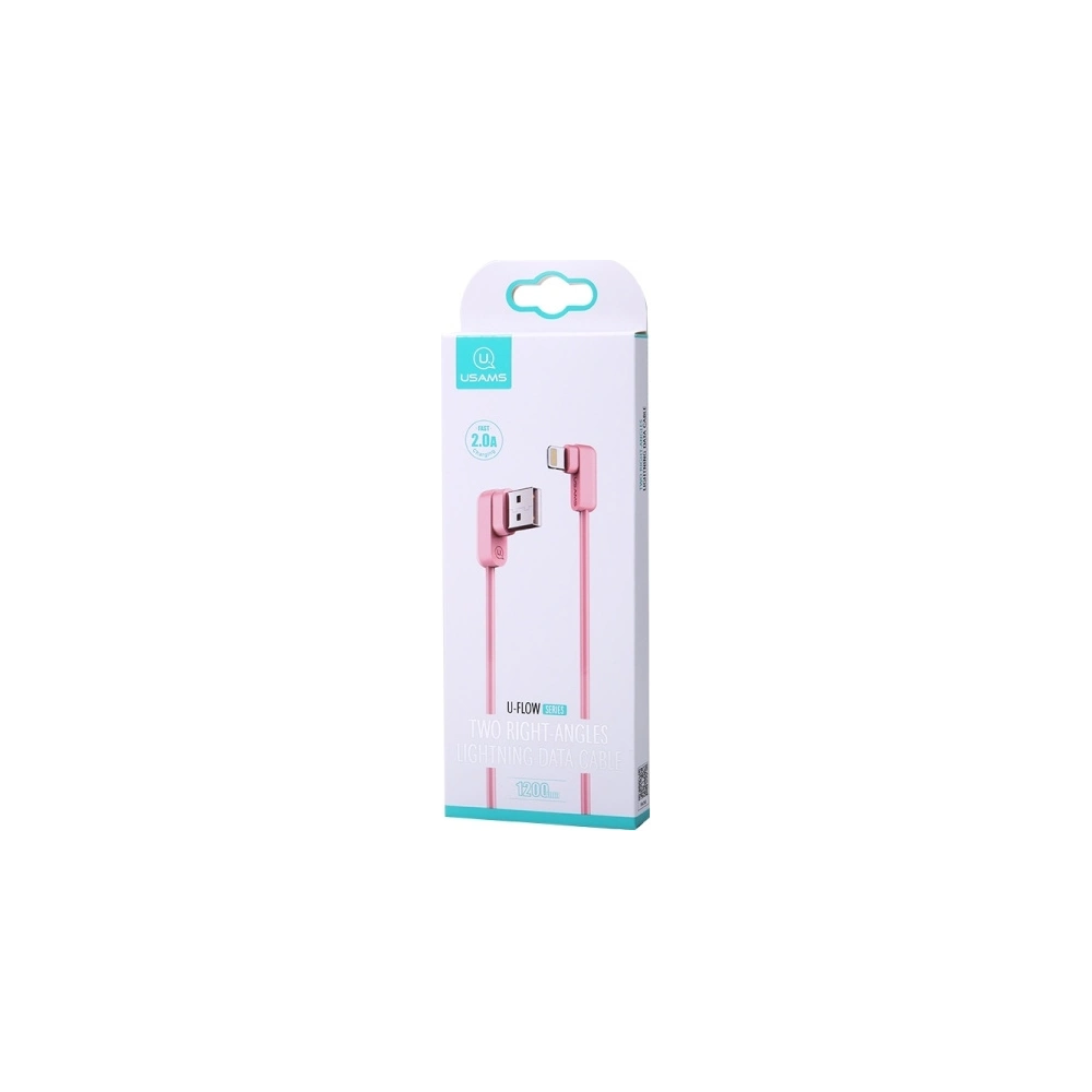 Kabel kątowy USAMS U-flow Lightning 1,2m 2A różowy/pink IPUSBCY03