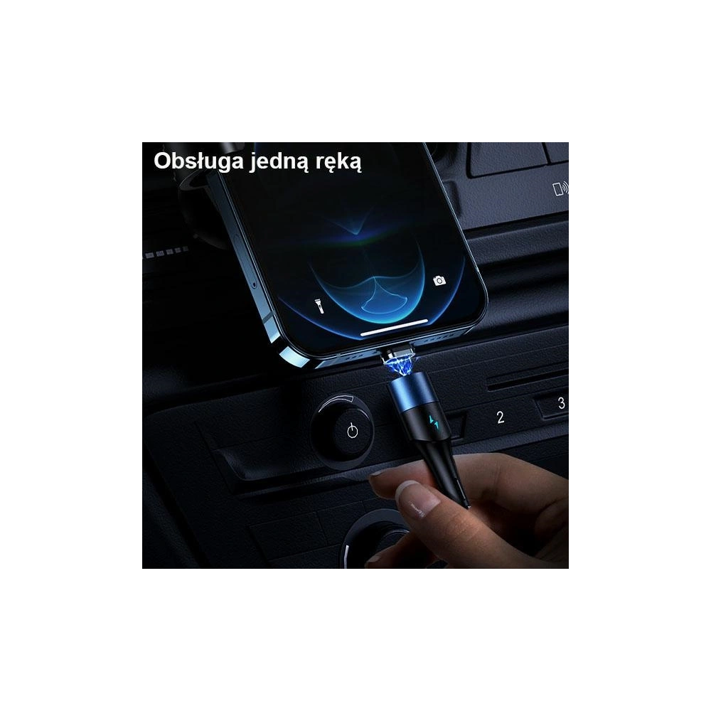 Kabel magnetyczny USAMS U66 USB-C na USB-C/ lightning 60W PD Fast Charge 2.0m pleciony czarny/black SJ507USBXX01