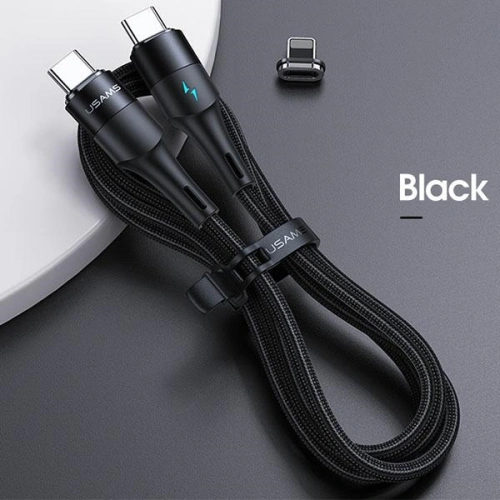 Kup Kabel magnetyczny USAMS U66 USB-C na USB-C/ lightning 60W PD Fast Charge 2.0m pleciony czarny/black SJ507USBXX01 - USA228BLK - {ean13} - Sklep Home Screen