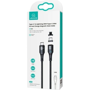 Buy USAMS Magnetic Nylon Cable U66 USB-C - USB-C/Lightning 60W PD Fast Charge 2.0m black SJ507USBXX01 (US-SJ507) - USA228BLK - {ean13} - Home Screen Store Europe