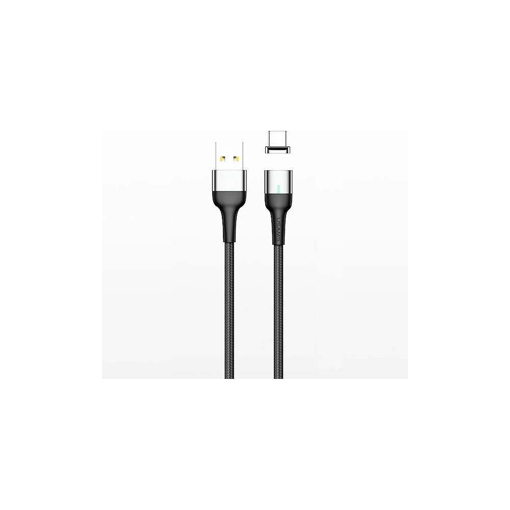 Kabel magnetyczny USAMS U28 lightning 2.4A Fast Charge 1m pleciony szary/grey SJ326USB03