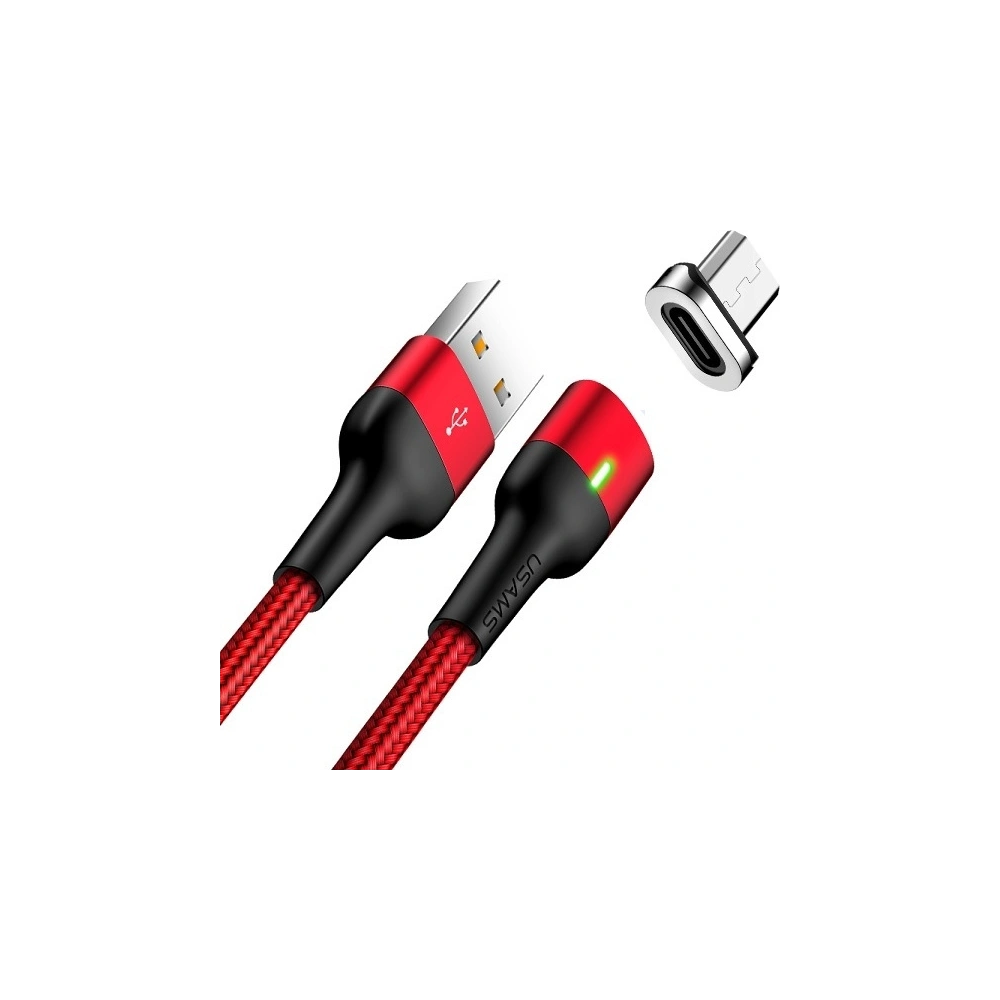 Kabel magnetyczny USAMS U28 microUSB 3A Fast Charge 1m pleciony czerwony/red SJ328USB02