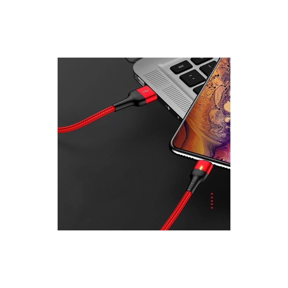 Kabel magnetyczny USAMS U28 microUSB 3A Fast Charge 1m pleciony czerwony/red SJ328USB02