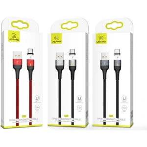 USAMS Magnetic Nylon Cable U28 microUSB 3A Fast Charge 1m grey SJ328USB03 (US-SJ328)
