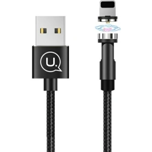 USAMS Magnetic Nylon Cable U59 Lightning 2.1A Fast Charge 1m black SJ472USB01 (US-SJ472)