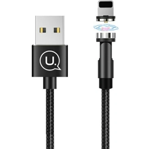 Buy USAMS Magnetic Nylon Cable U59 Lightning 2.1A Fast Charge 1m black SJ472USB01 (US-SJ472) - USA237BLK - {ean13} - Home Screen Store Europe
