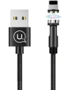 Buy USAMS Magnetic Nylon Cable U59 Lightning 2.1A Fast Charge 1m black SJ472USB01 (US-SJ472) - USA237BLK - {ean13} - Home Screen Store Europe