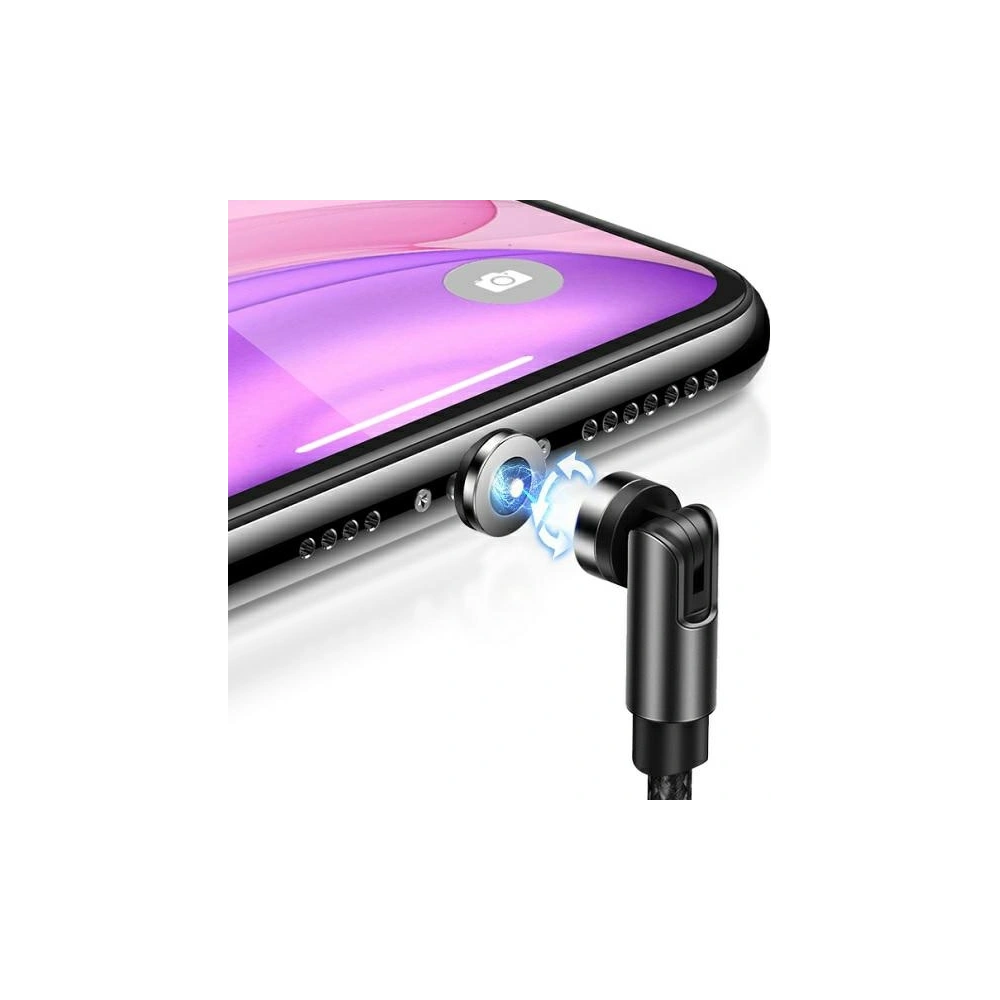 Kabel magnetyczny USAMS U59 lightning 2.1A Fast Charge 1m pleciony czarny/black SJ472USB01 regulowany kąt