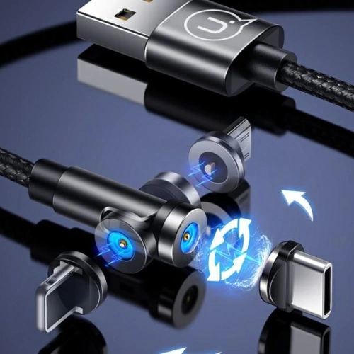 Buy USAMS Magnetic Nylon Cable U59 Lightning 2.1A Fast Charge 1m black SJ472USB01 (US-SJ472) - USA237BLK - {ean13} - Home Screen Store Europe