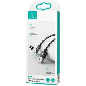 Magnetický kabel USAMS U59 lightning 2.1A rychlé nabíjení 1m pletený černý/black SJ472USB01 nastavitelný úhel