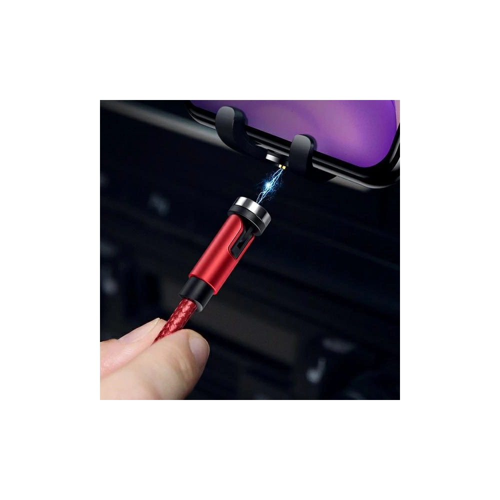 Kabel magnetyczny USAMS U59 lightning 2.1A Fast Charge 1m pleciony czerwony/red SJ472USB02 regulowany kąt